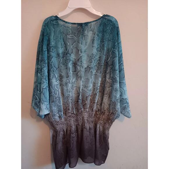 Monograph Blouse, Women's Size Large, Sheer, Babydoll, Snake Print, V-neck NWT - Picture 2 of 5